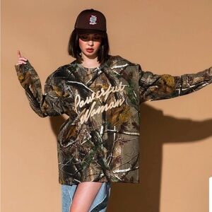 LALA Powerful Woman Oversized Camo Tee